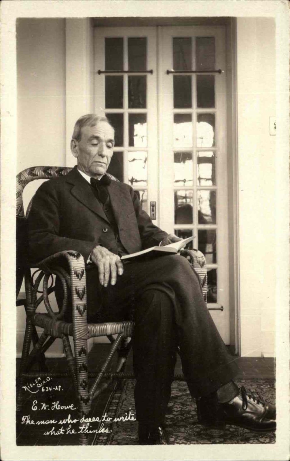 Edgar Watson E. W. Howe Writer Author Reading Book NIELEN Real Photo Postcard