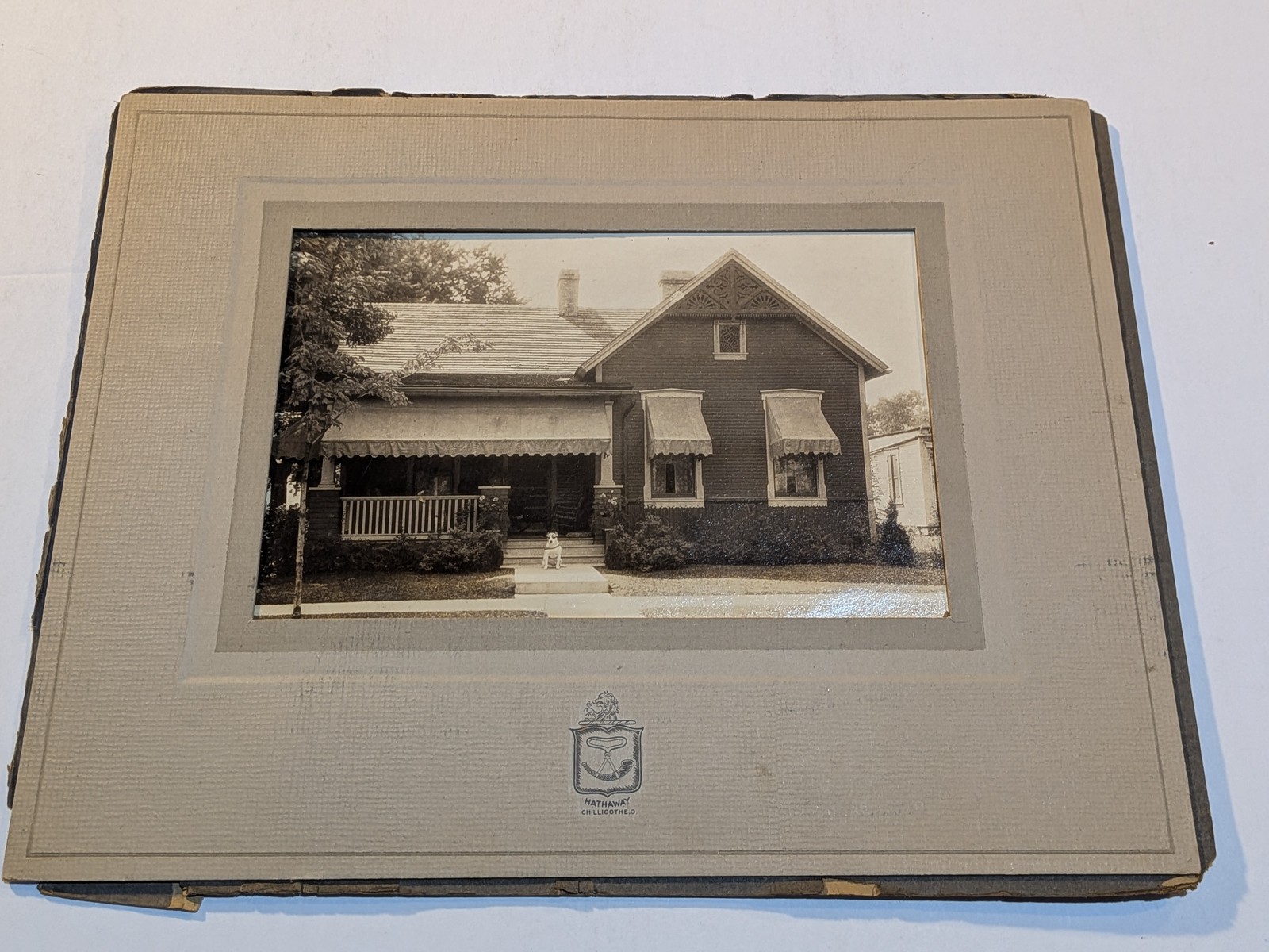Vintage 1910s Photograph House & Dog Hathaway Chillicothe Ohio Mounted Photo