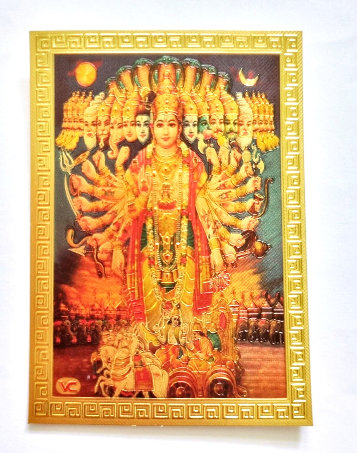 Lucky Image God Vishnu Virat Swaroop Vishvarupa Arjuna Many Face Gold India Puja