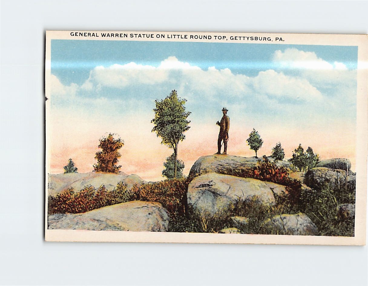 Postcard General Warren Statue on Little Round Top Gettysburg Pennsylvania USA