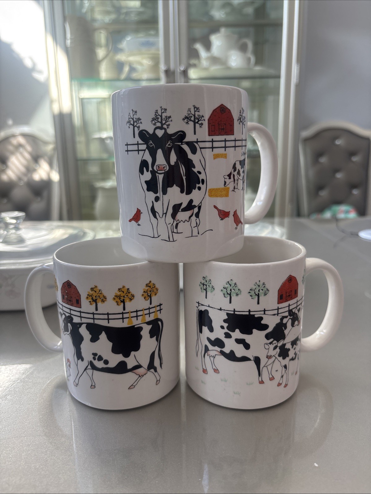 VTG 1996 E. Rosen Cow Coffee Cup Mug Set of 3  Farm Barn