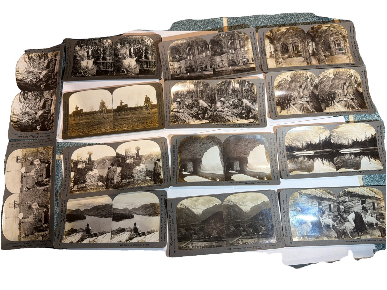14 Vintage Stereoviews Real Photo H.C. White Japan Military Keystone Estate Find
