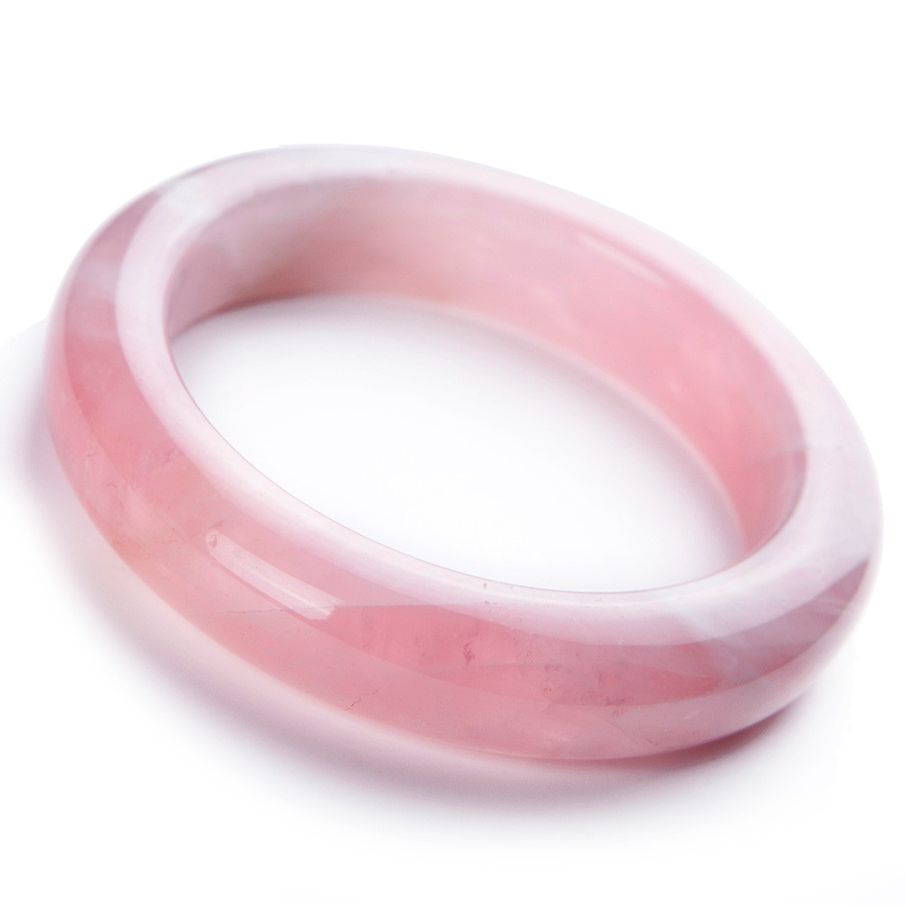 Genuine Natural Rose Quartz Crystal Madagascar Bangle AAA Inner Diameter 53mm