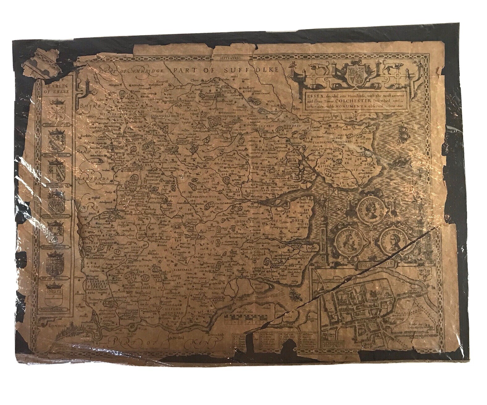 Antique Map Of Essex 50cm X 37cm