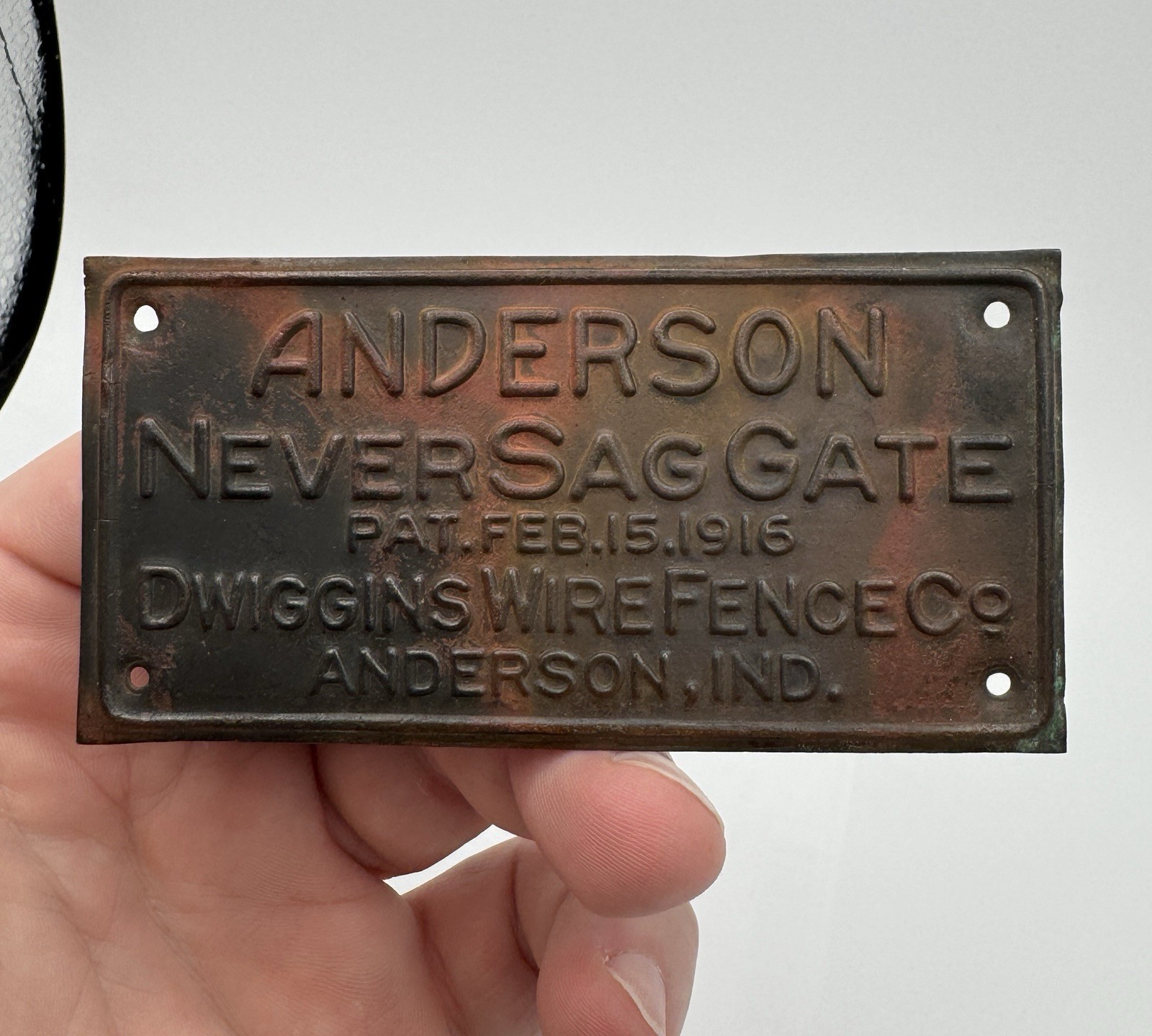 Small Sign Dwiggins Wire Fence Never Sag Gate Anderson Indiana Advertising Vtg