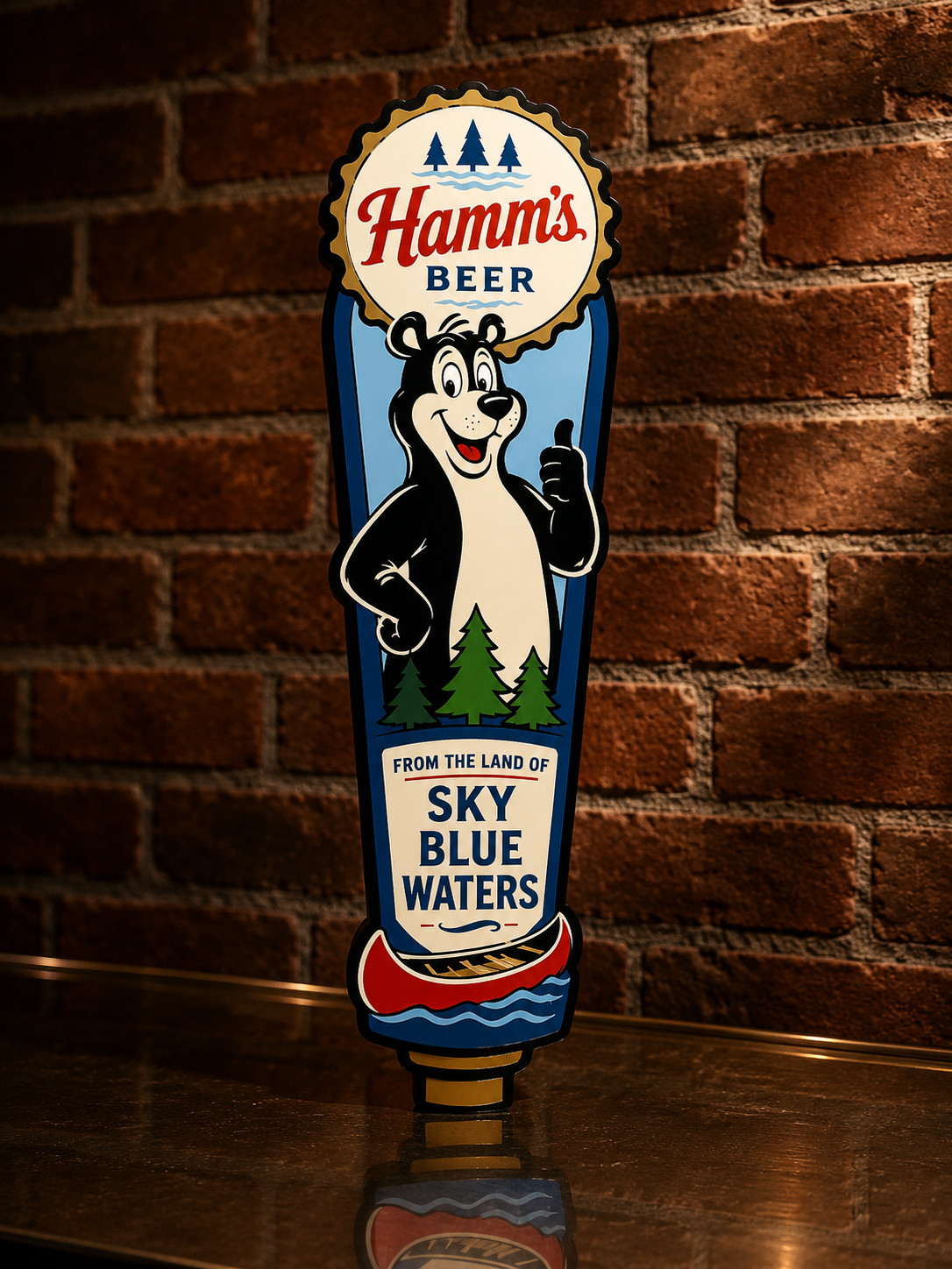 Hamm's Beer Tap Handle Advertising 3D Printed LED Light-Up Sign