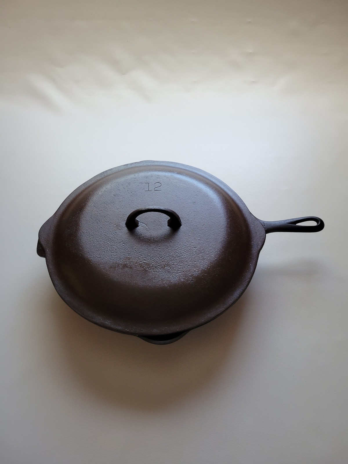 Griswold Erie PA. #12 719 C  Vintage Cast Iron Skillet With Lid 6 Lb