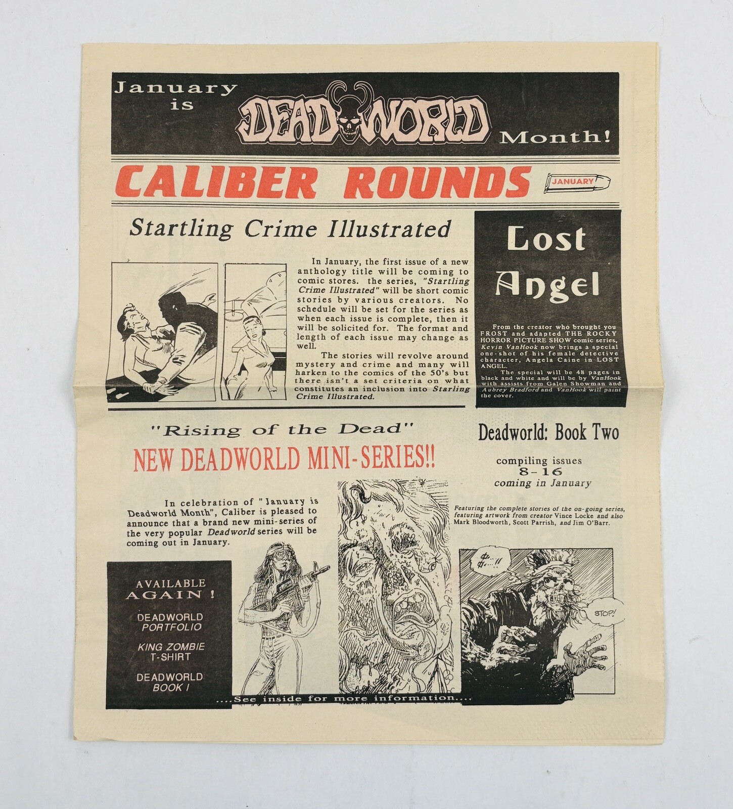 Caliber Rounds Jan 1990 Promo Newsletter Deadworld Mike Allred Grafik Muzik