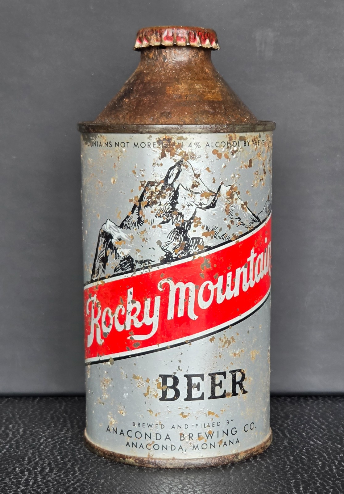 ROCKY MOUNTAIN CONE TOP BEER CAN ANACONDA MONTANA ROCKY MOUNTAIN CONE TOP BEER CAN ANACONDA MONTANA