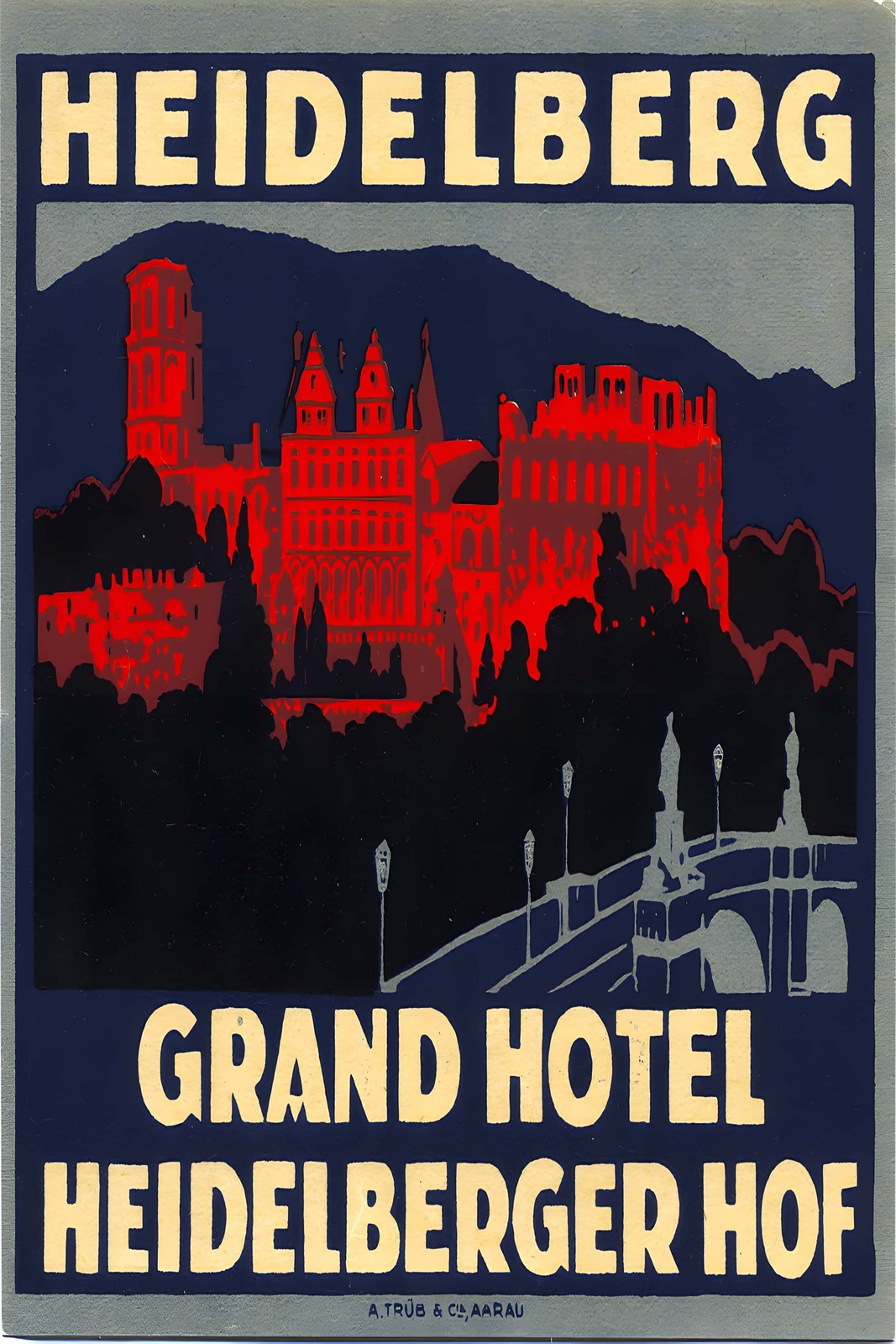 Heidelberg Grand Hotel Poster - 1920s Germany 🏨🖼️ - 24x36” - Rare Reprint