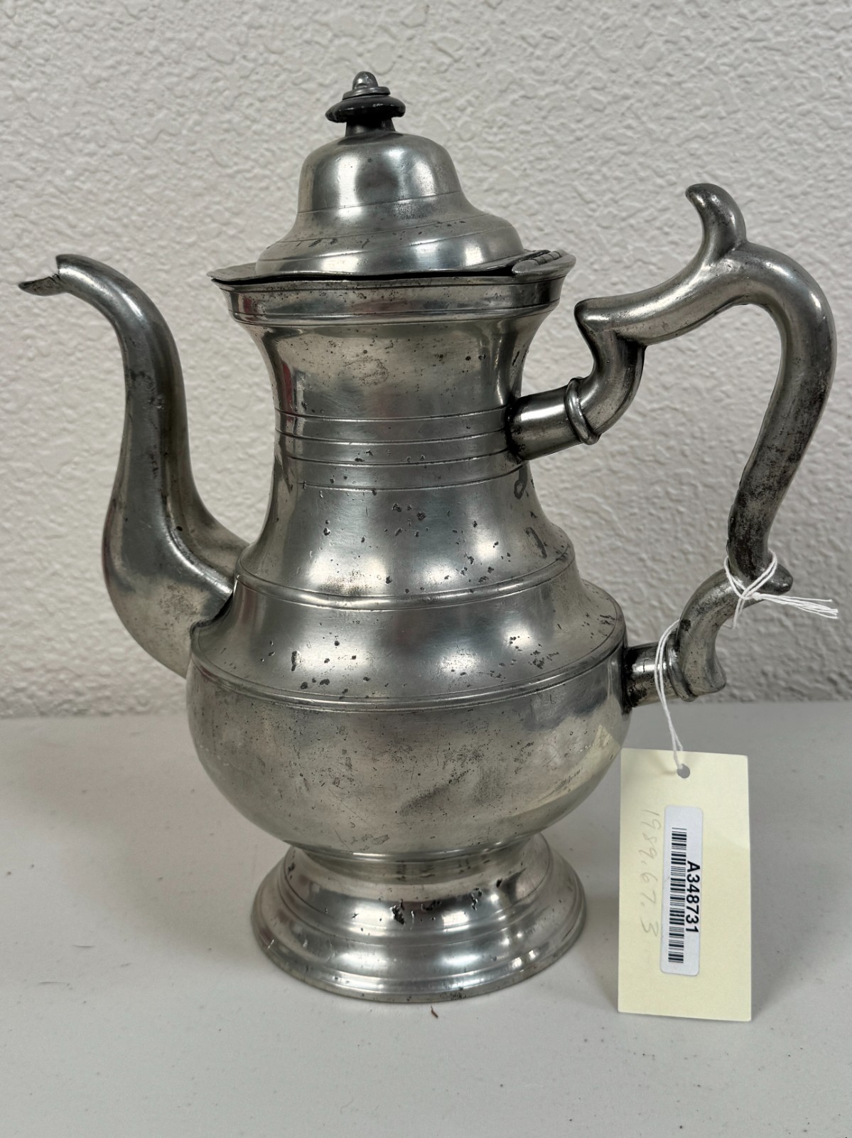Antique American Pewter Coffee Pot Teapot Early Luther Boardman 19th Century CT