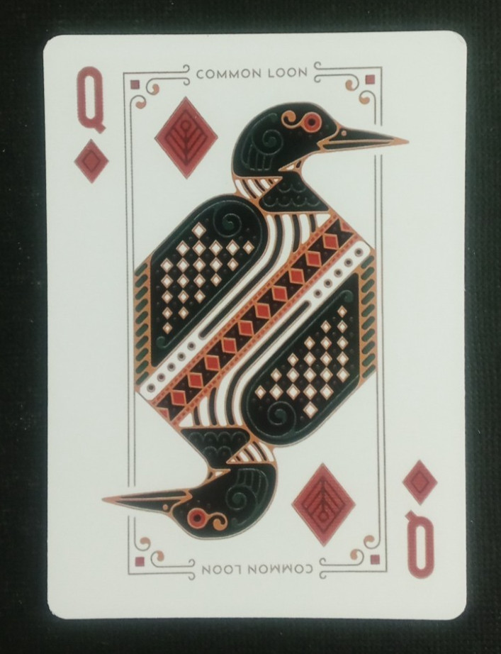 Bird in the Hand Playing Card Common Loon Queen Diamonds