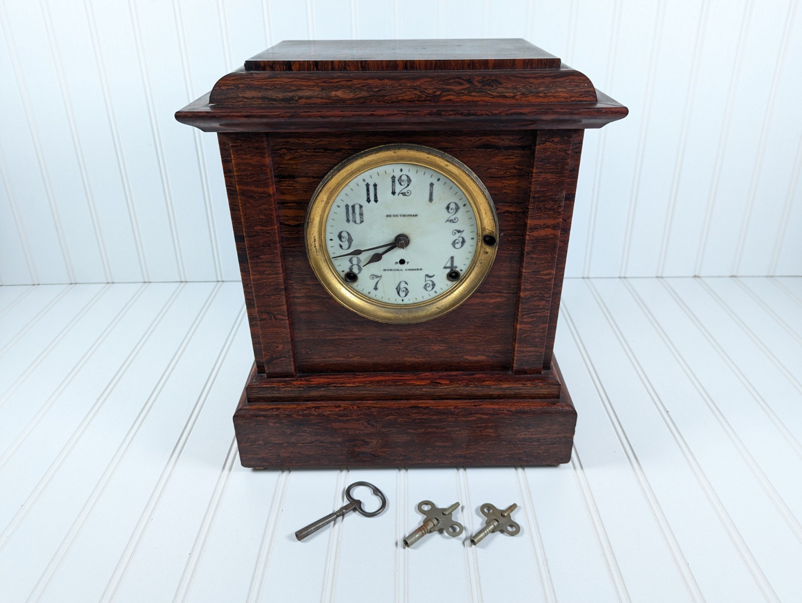 Antique Seth Thomas Sonora Westminster Chime Clock 4 Bell Adamantine Mahogany