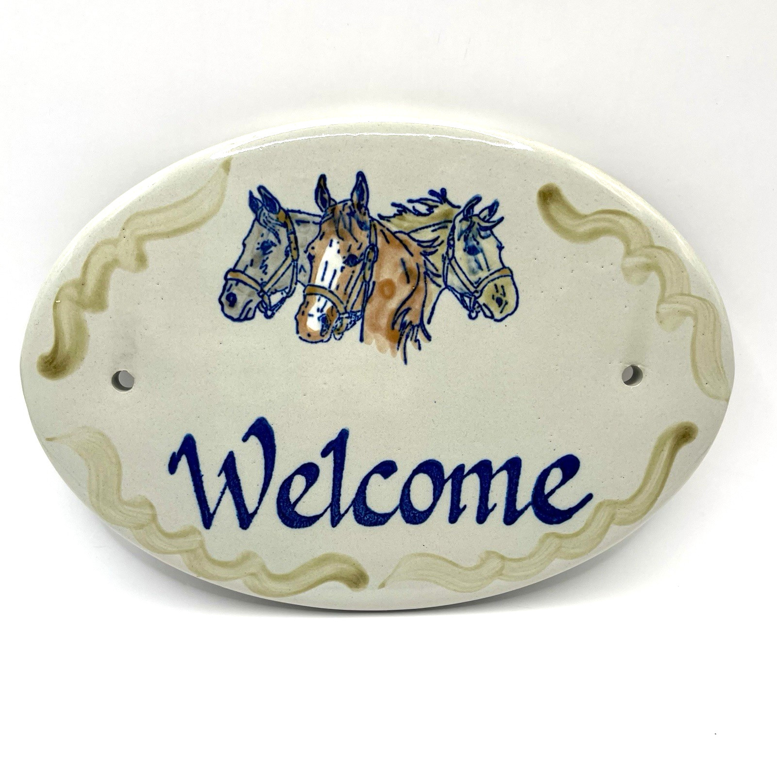 Vtg. Louisville Stoneware Welcome Door Plaque Sign 8\