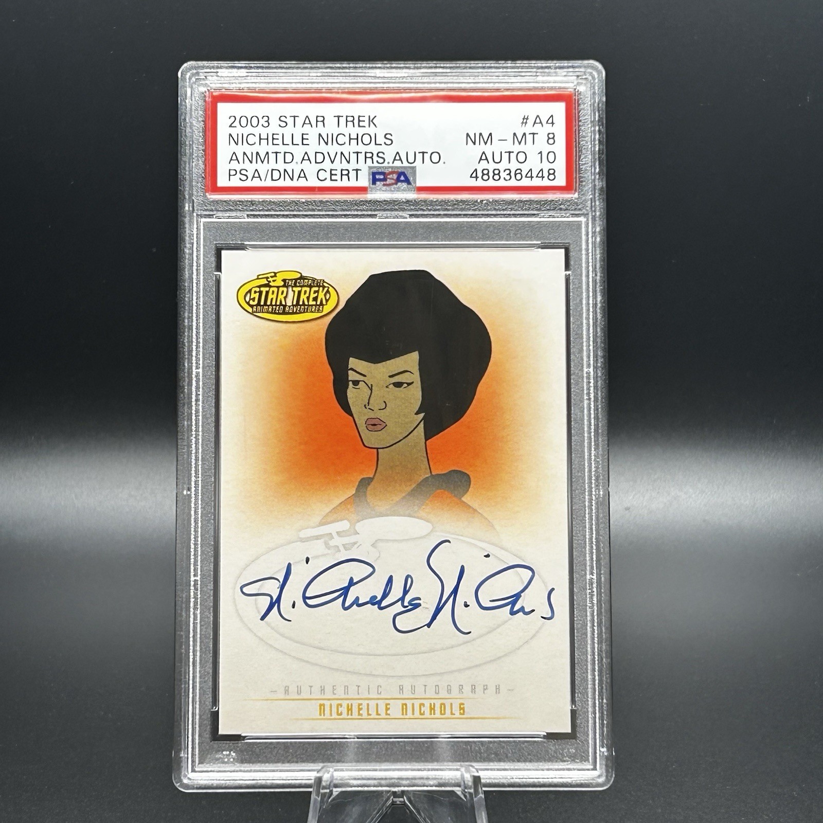 2003 Star Trek Animated Adventures Auto Nichelle Nichols #A4 PSA 8
