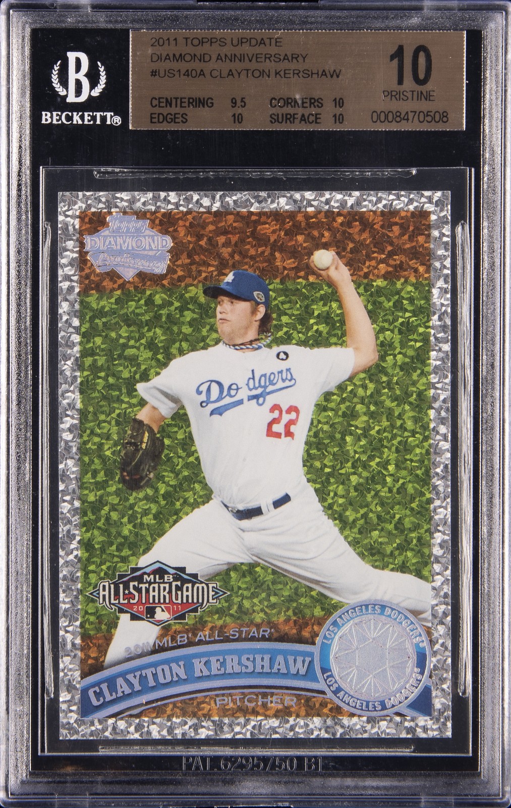 2011 TOPPS UPDATE DIAMOND ANNIVERSARY #US140A CLAYTON KERSHAW BGS 10