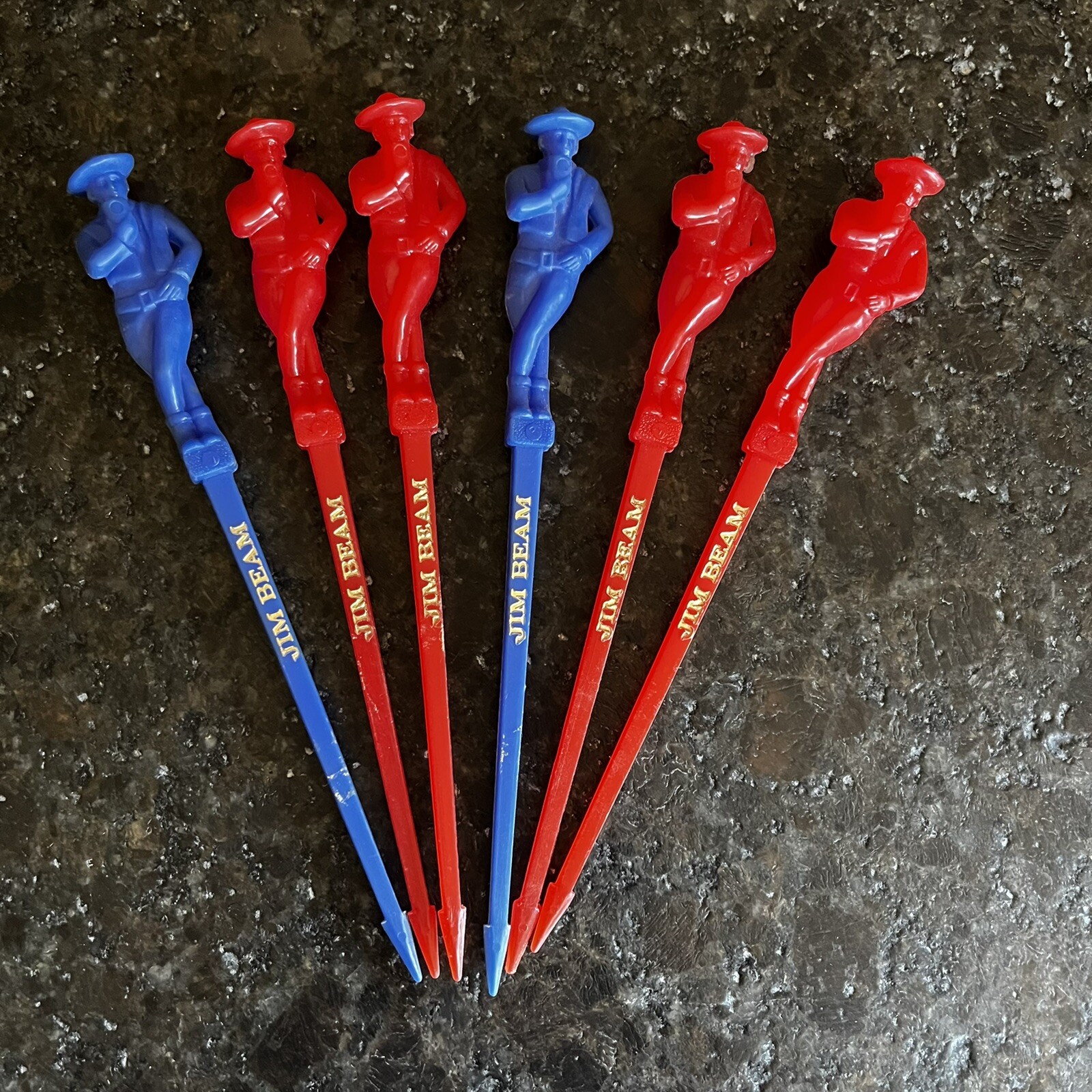 6 Vintage Jim Beam Swizzle Sticks Drink Stirrers