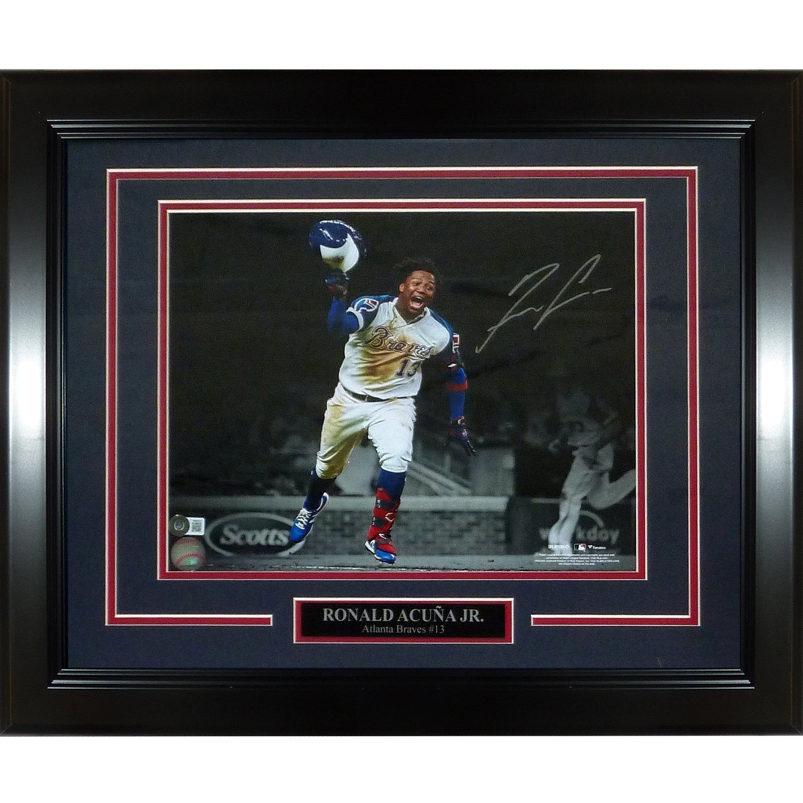 Ronald Acuna Jr. Autographed Atlanta Braves (Walkoff HR Celebration Spotlight) D Ronald Acuna Jr. Autographed Atlanta Braves (Walkoff HR Celebration Spotlight) D