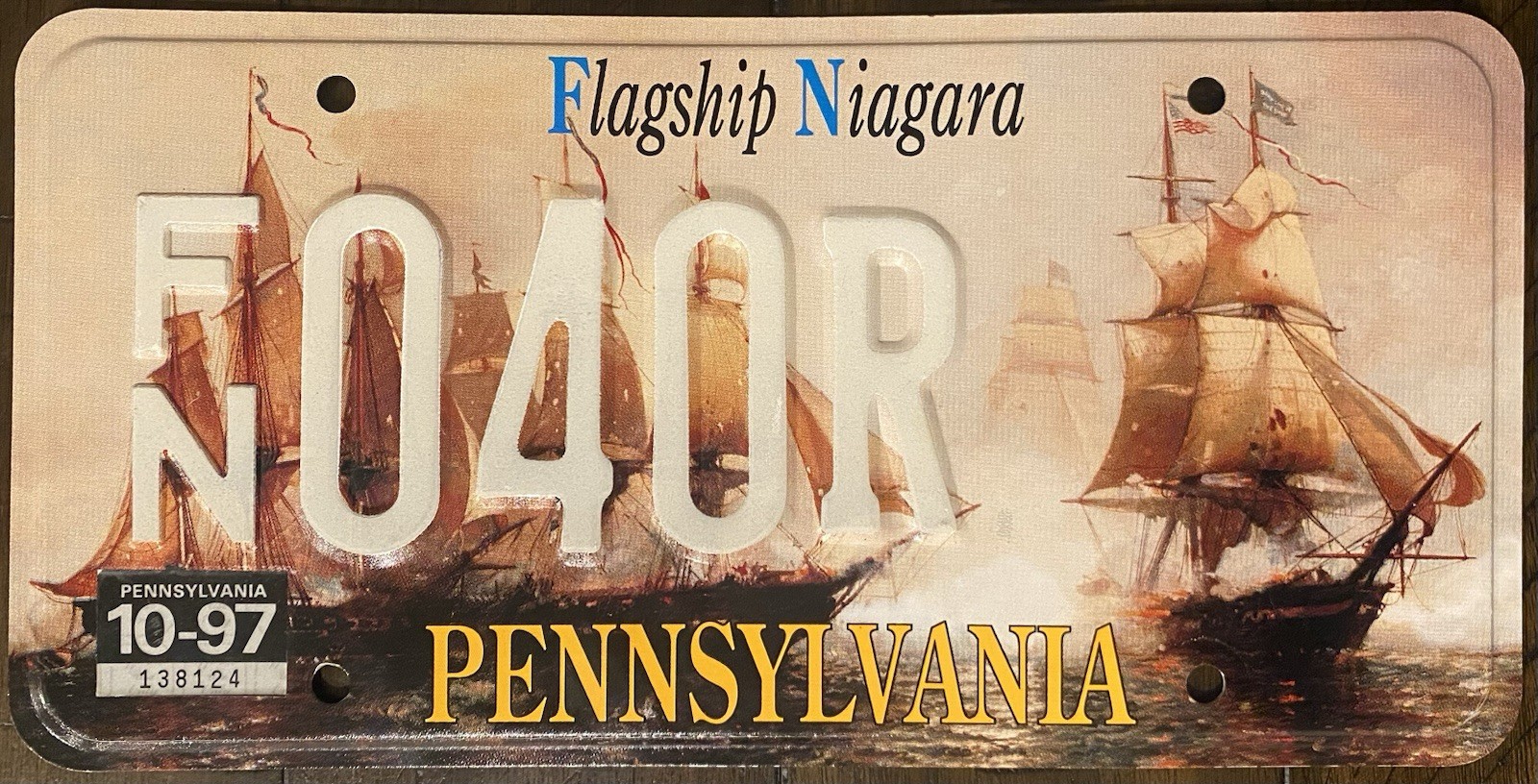 1997 PENNSYLVANIA Flagship Niagara License Plate Specialty EXC condition