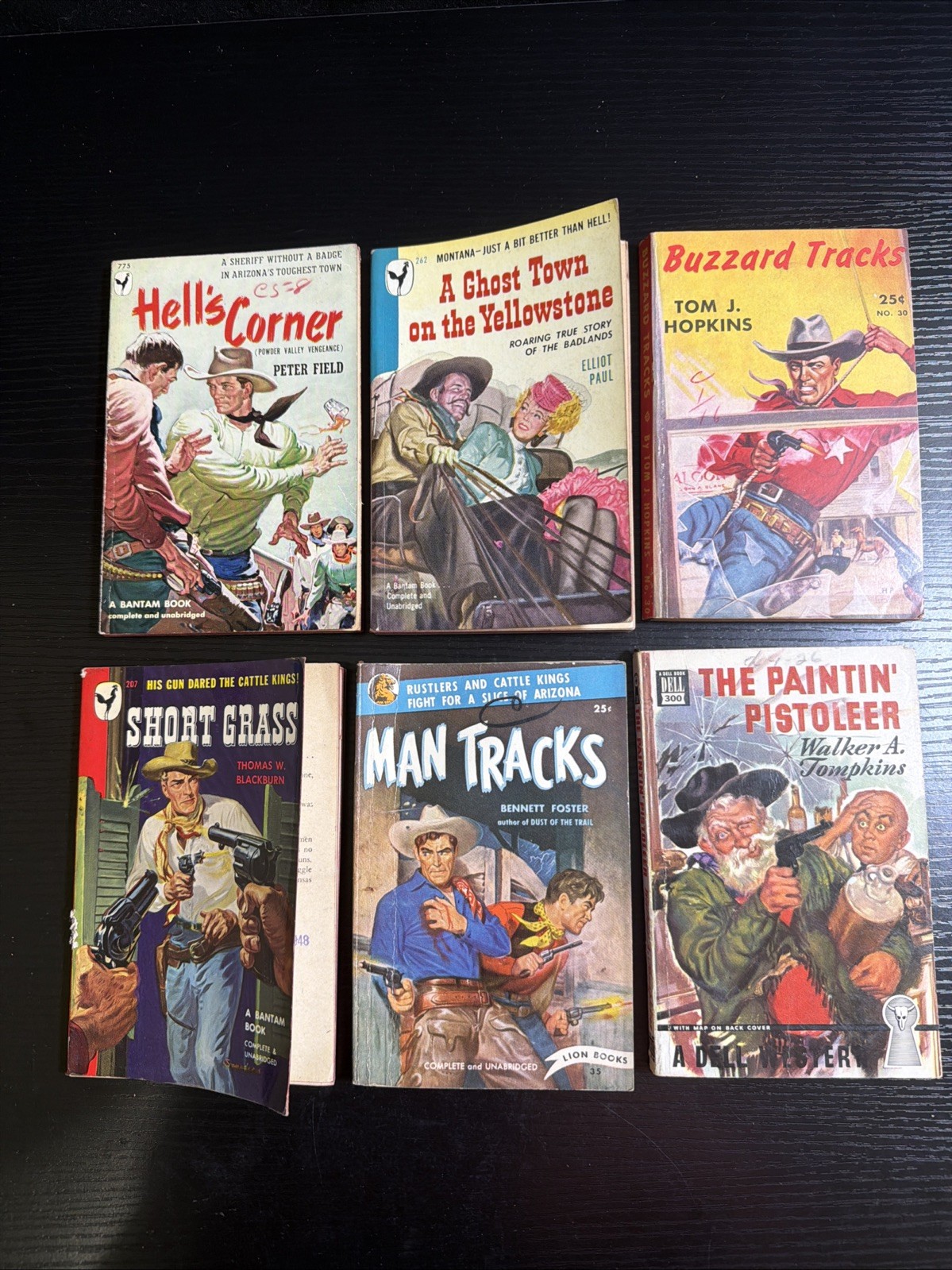 Vintage 1950s Western Paperback Book Lot 6 Bantam Dell Lion Cowboy Pulp Novels