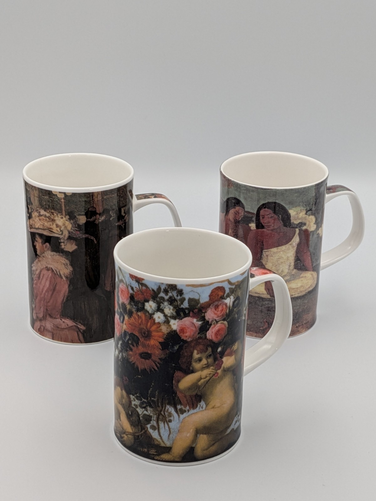 Set of 3 Dunoon Fine Art Bone China Mugs England Lautrec Gauguin Maratta