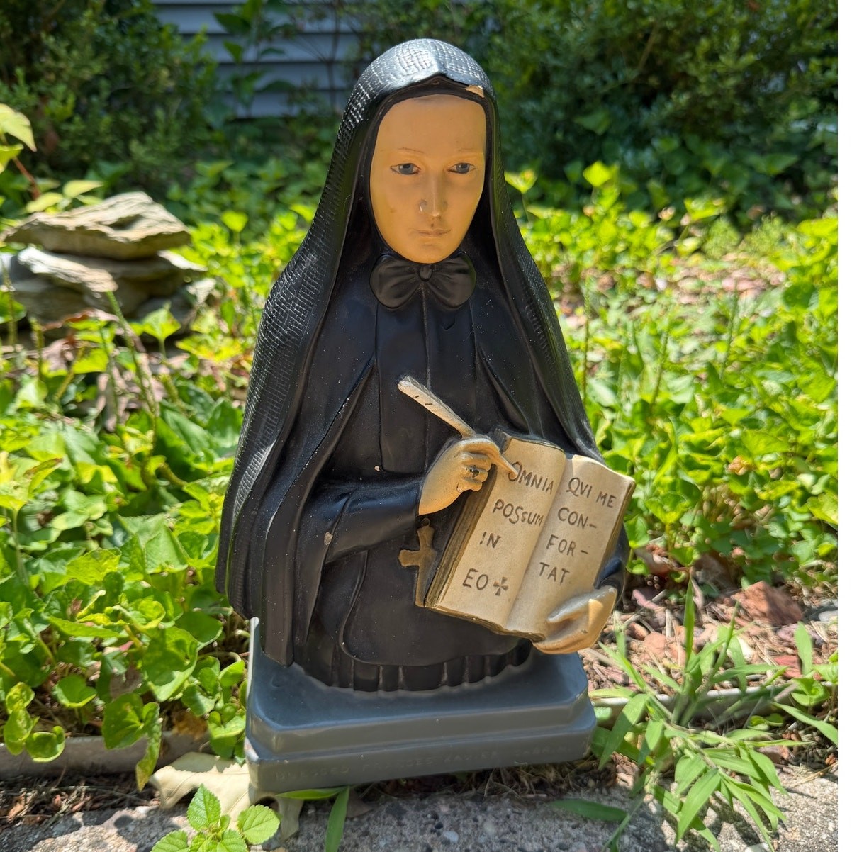 Vintage Chalkware Saint Frances Xavier Mother Cabrini Statue 1940s 14\