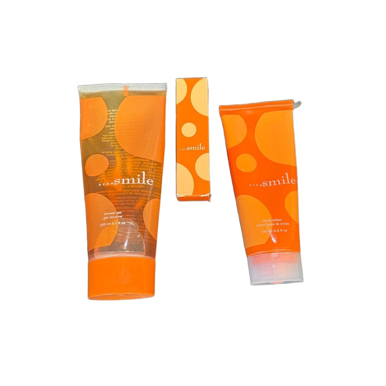 Avon Smile Beauty Set 200ml 100ml Orange Yellow New Vintage Discontinued Avon Smile Beauty Set 200ml 100ml Orange Yellow New Vintage Discontinued