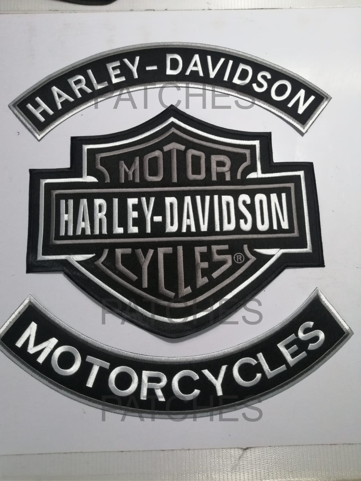 Harley Davidson Set of 3 Rockers Shield Patch Embroidered Motorcycle Iron/sew on