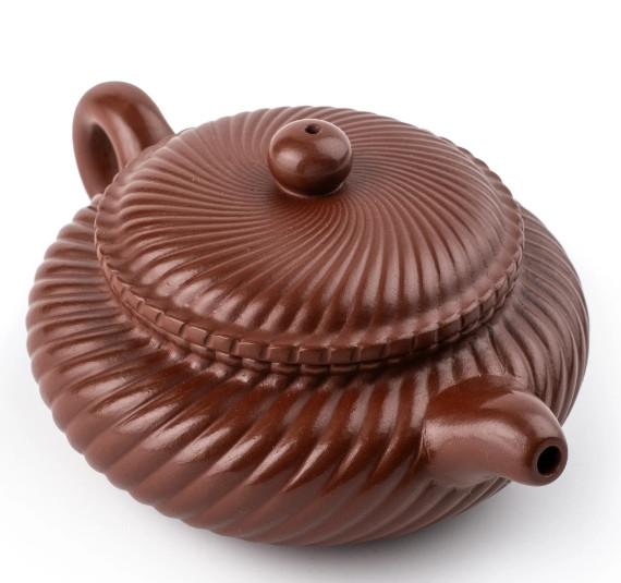 Chinese Yixing Zusha Clay Handmade Ribbed Kung Fu Tea Exquisite Teapot 200ml