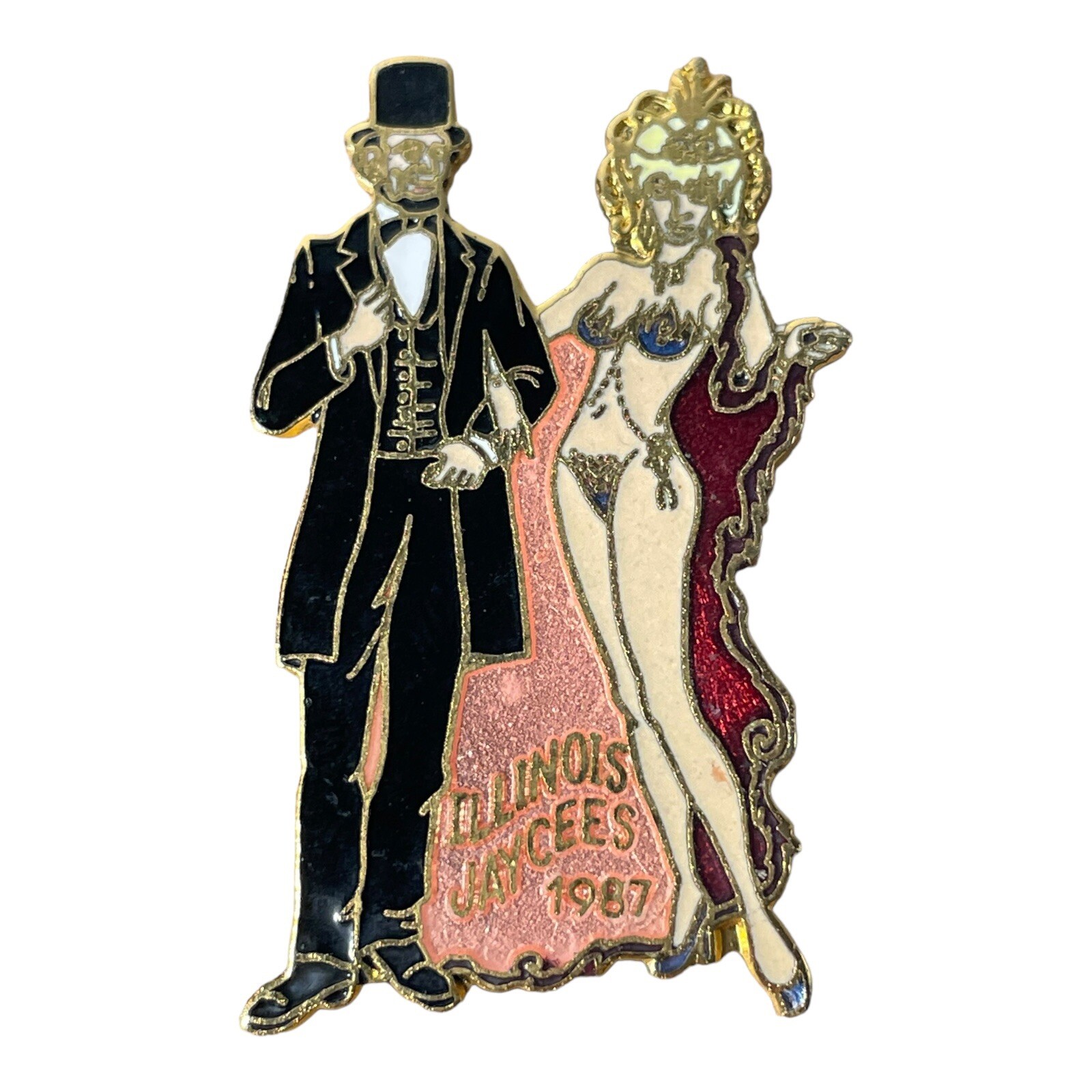 Vintage 1987 Jaycees Pin JCI Abraham Lincoln and Dancer NEW Sealed