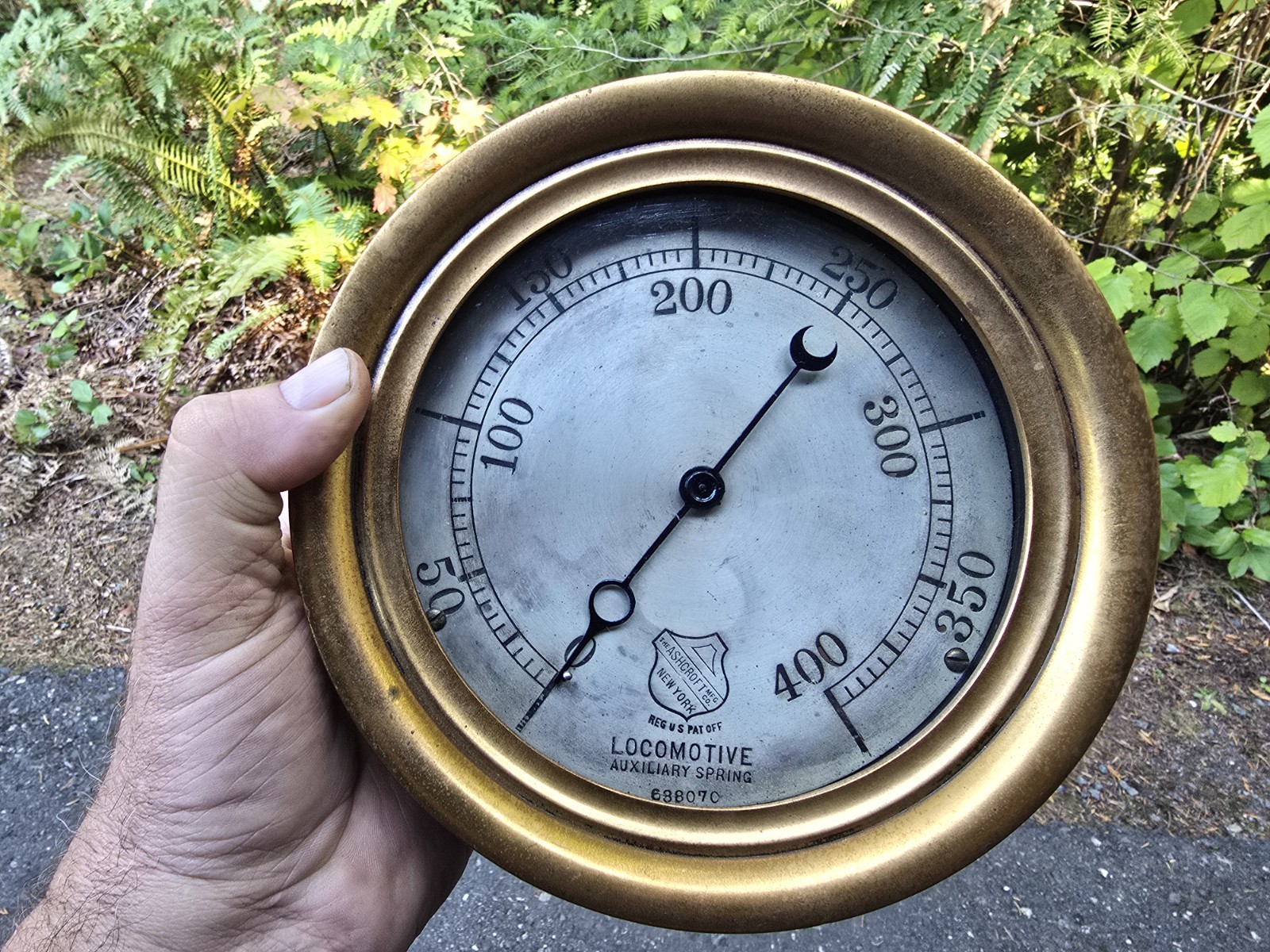 Antique Steam Locomotive Spring Gauge Ashcroft Brass Large Heavy Antique Steam Locomotive Spring Gauge Ashcroft Brass Large Heavy