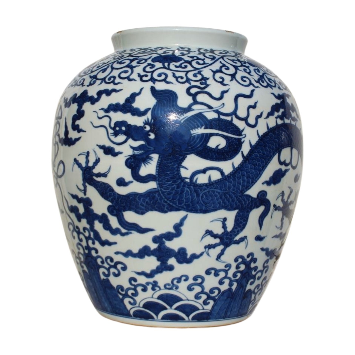 A Large Blue and White Dragon Jar A Large Blue and White Dragon Jar