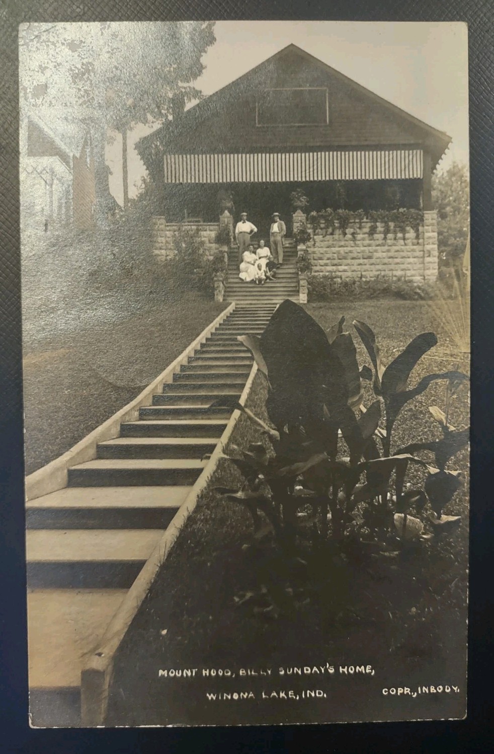 1912 Billy Sunday Home Winona Lake IN Real Photo Postcard RPPC Baseball Player 