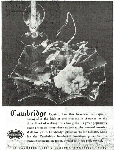 Cambridge Crystal Centerpiece Flying Bird Candle Holder 1947 Magazine Print Ad