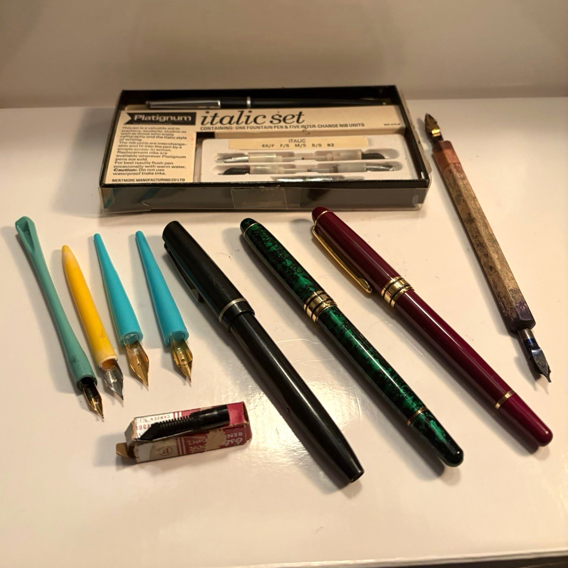 Vintage Calligraphy Lot of 14 Pens and Tips
