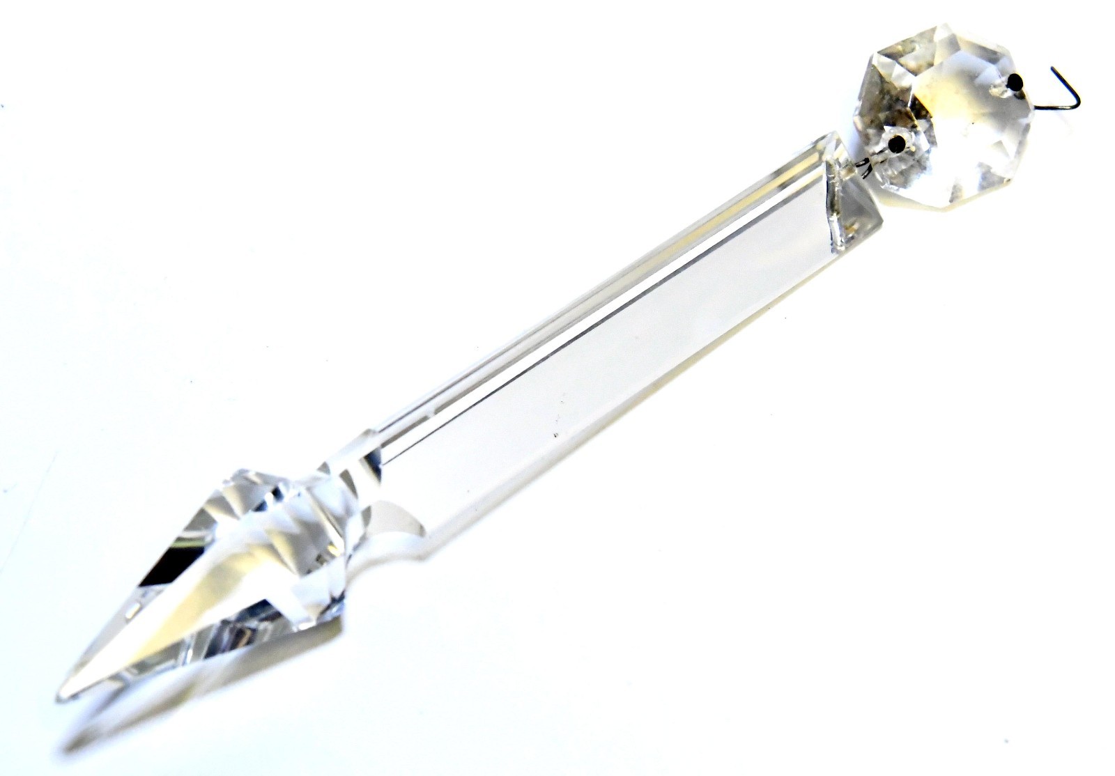 FACETED PRISM DOUBLE CRYSTAL FOR CHANDELIER CRAFTS REPURPOSE 7 INCH