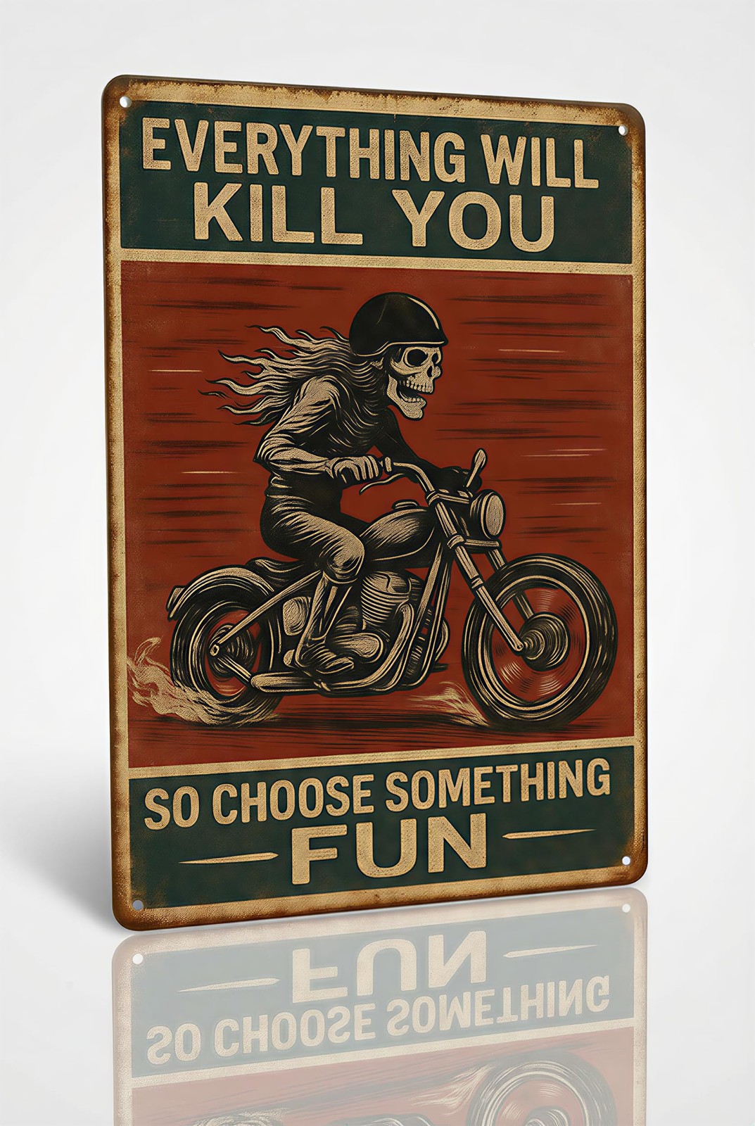 Funny Biker Metal Tin Sign Vintage 7.8 x 11.78 inches Motorcycle Wall Decor