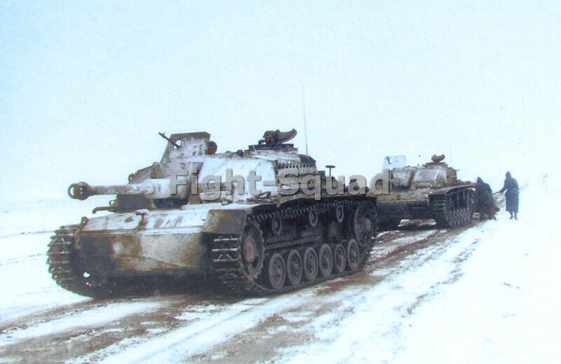 WW2 Picture Photo 1944 Two German Panzer Tank Stug III Gs secure a road 4173