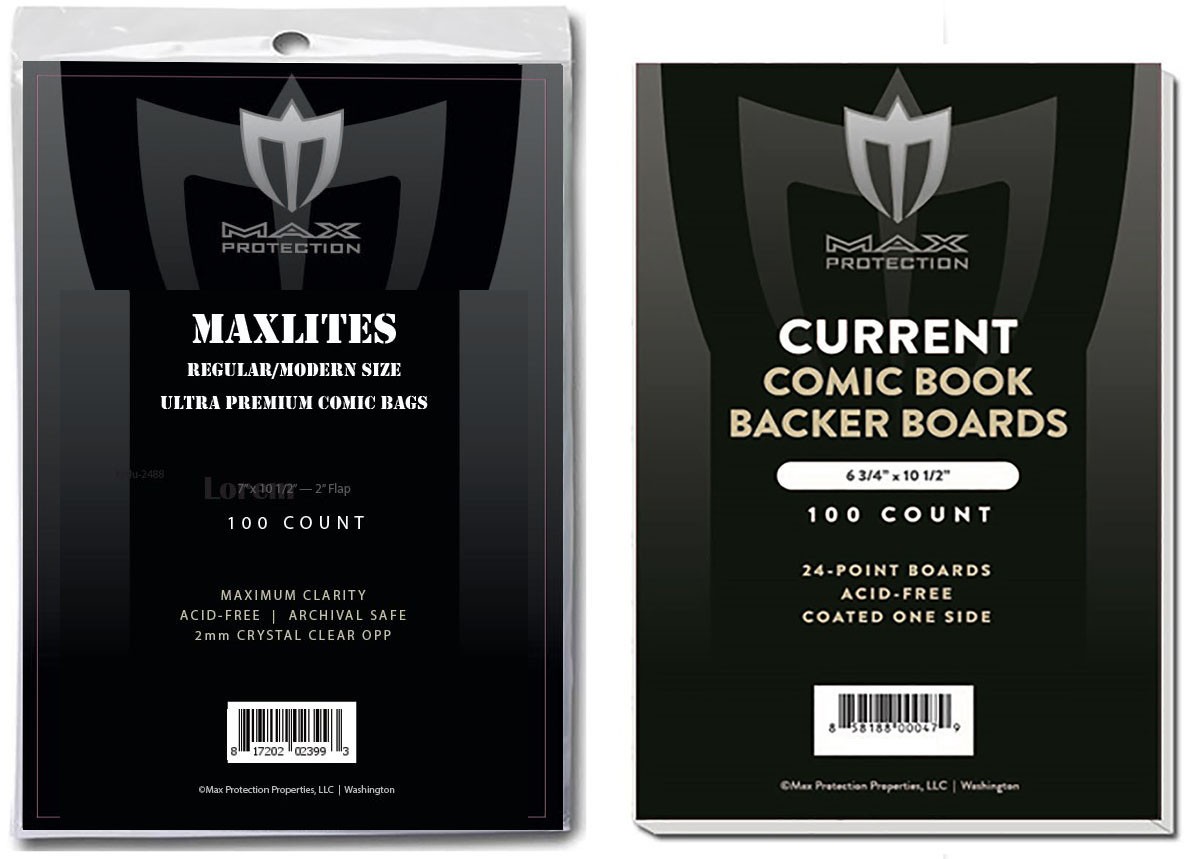 200 MaxLites 2 Regular / Modern Size Super Clear Comic Bags / Boards