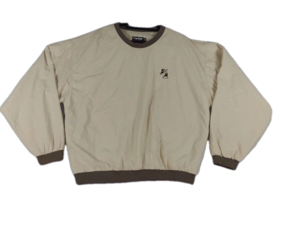 Vintage Carlyle Mickey Disney Golf Lightweight Pullover Windbreaker Beige Sz XL