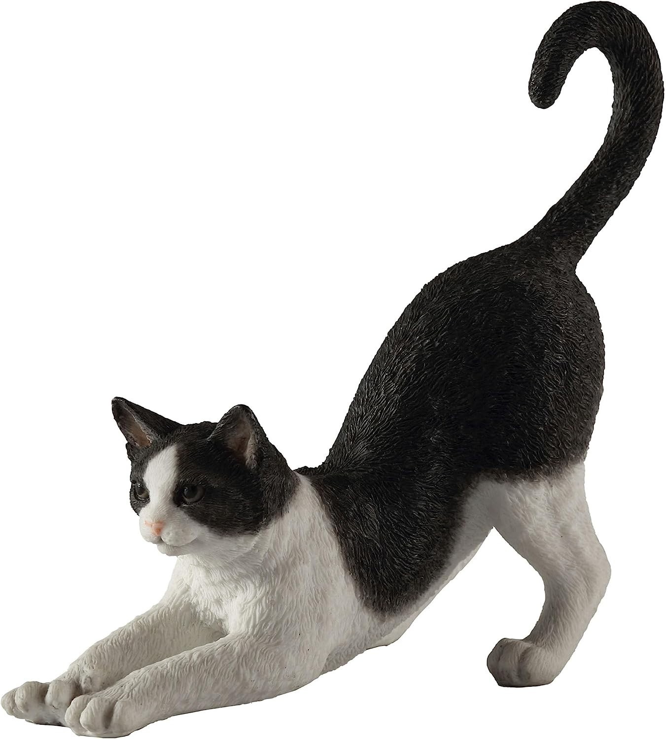 Polystone Black And White Cat Stretching Figurine Home Decorative Collectible