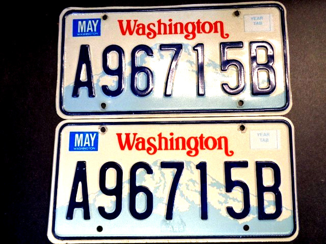 1992-1997 Washington  Pickup Truck  license Plate Pair Good used original cond.