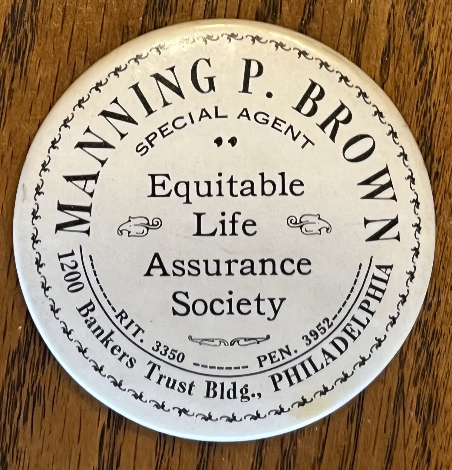 Vintage Manning P. Brown Special Agent CELLULOID Mirror-