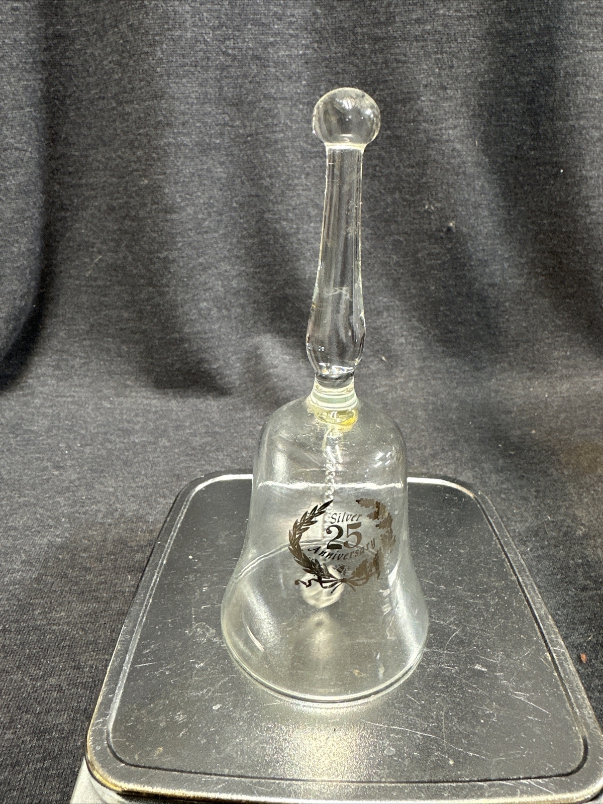 25TH ANNIVERSARY Crystal GLASS BELL 6” Tall
