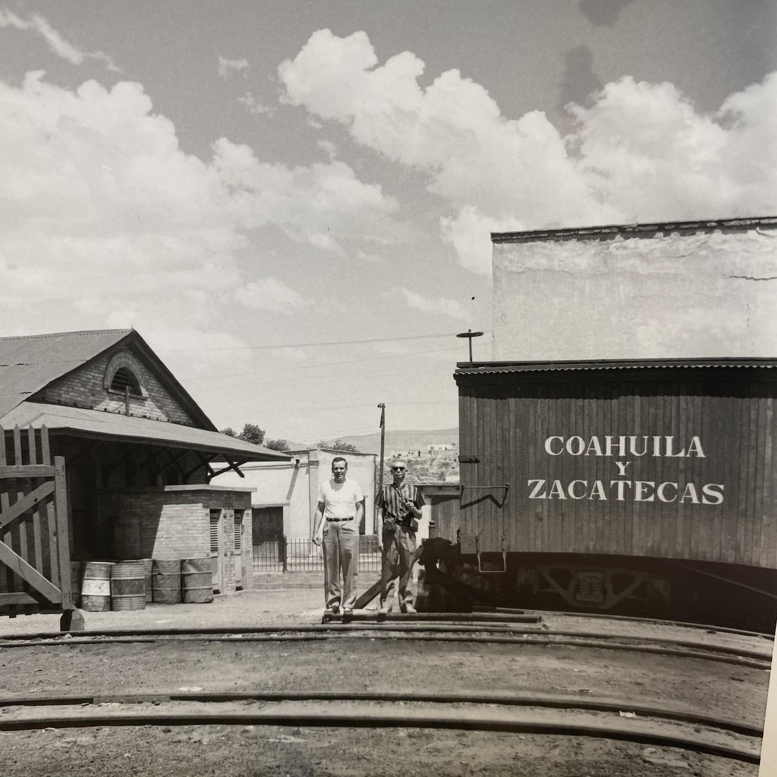 Vtg Coahuila Y Zacatecas Railroad Station Photo 4x5 B&W Gelatin Original