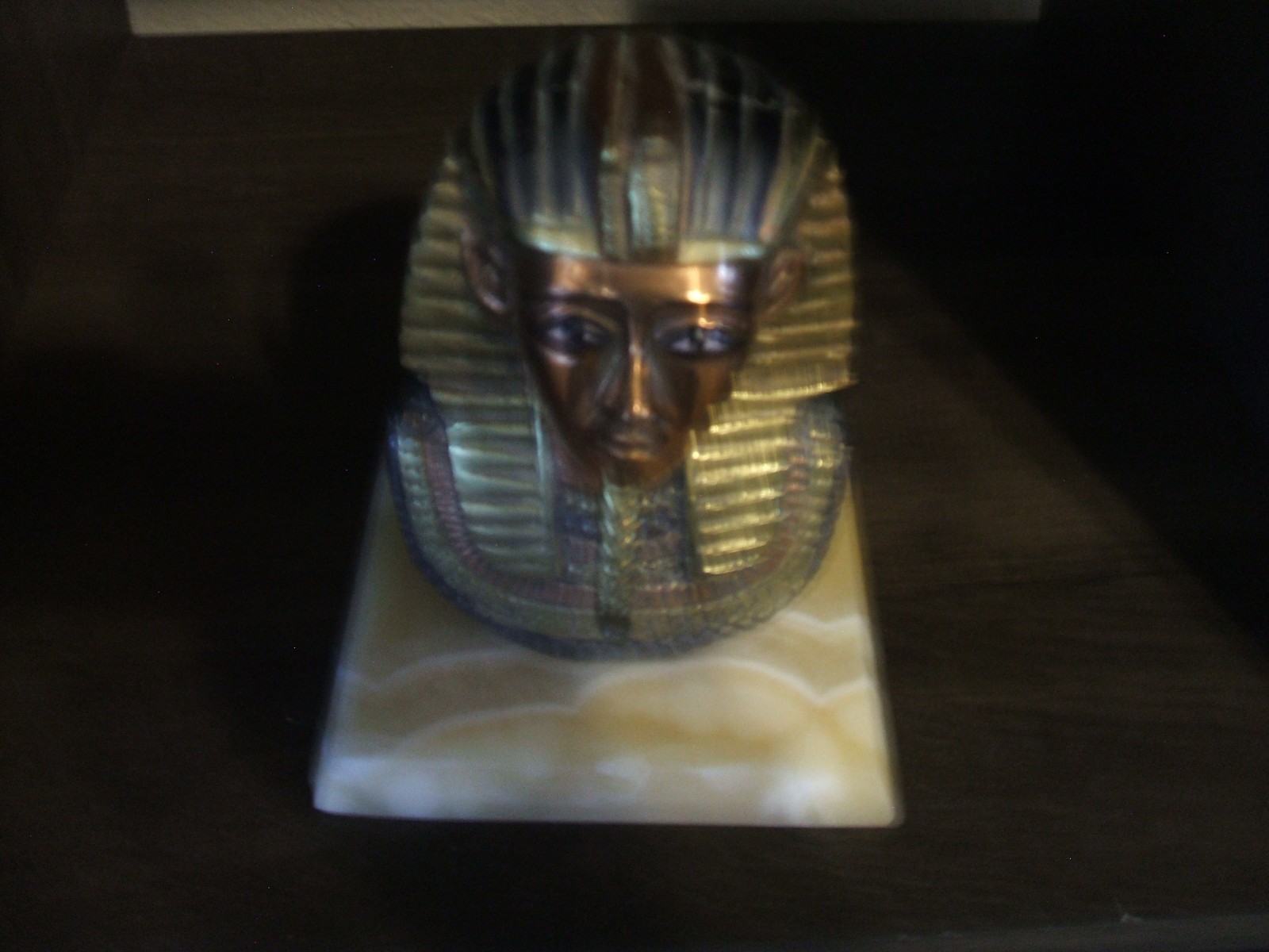 Vintage Brass Sphinx on alabaster onyx stand 6.5