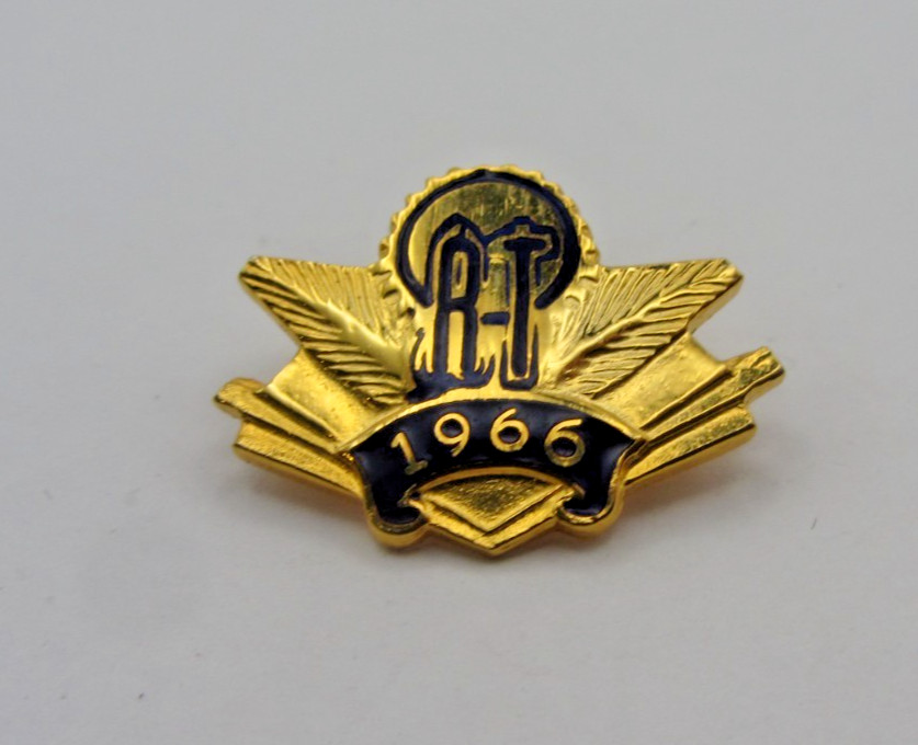 Vintage 1966 Gold Tone Enamel Service Award Pin \