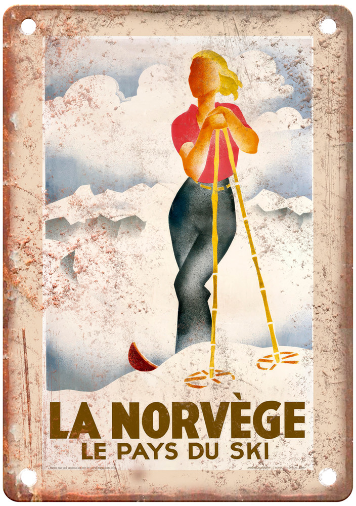 Vintage La Norvège Le Pays du Ski 1935 Travel Poster Retro Look Sign T2120