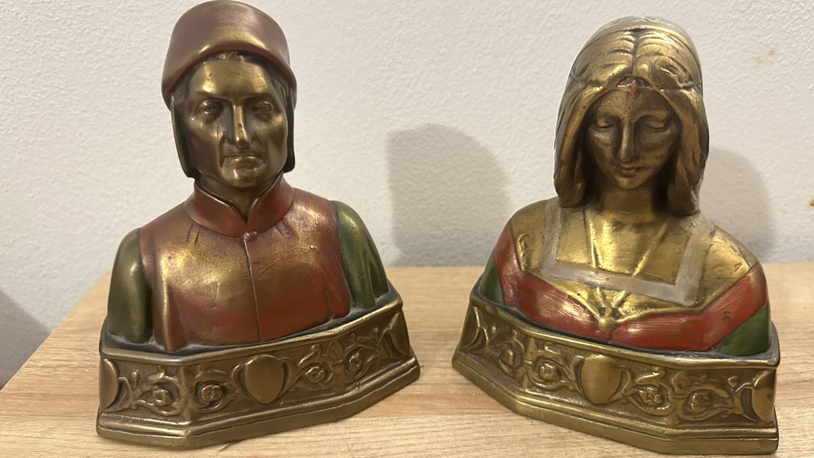 Bookends 1920s Dante Alighieri and Beatrice Bookends 1920s Dante Alighieri and Beatrice