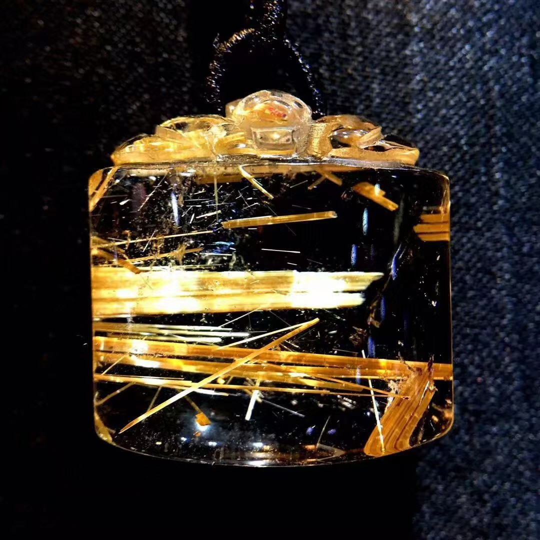 13g Top+ Natural Rutilated Quartz Crystal Carved bat Pendant Decor gift AAAAA+